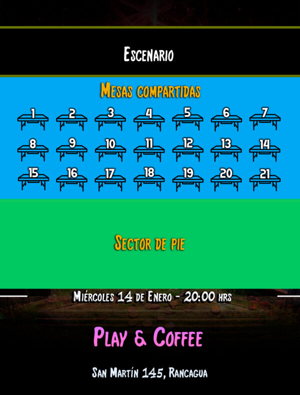 Mapa Play&Coffee Rancagua Jazztick Concierto Determination (Rancagua)