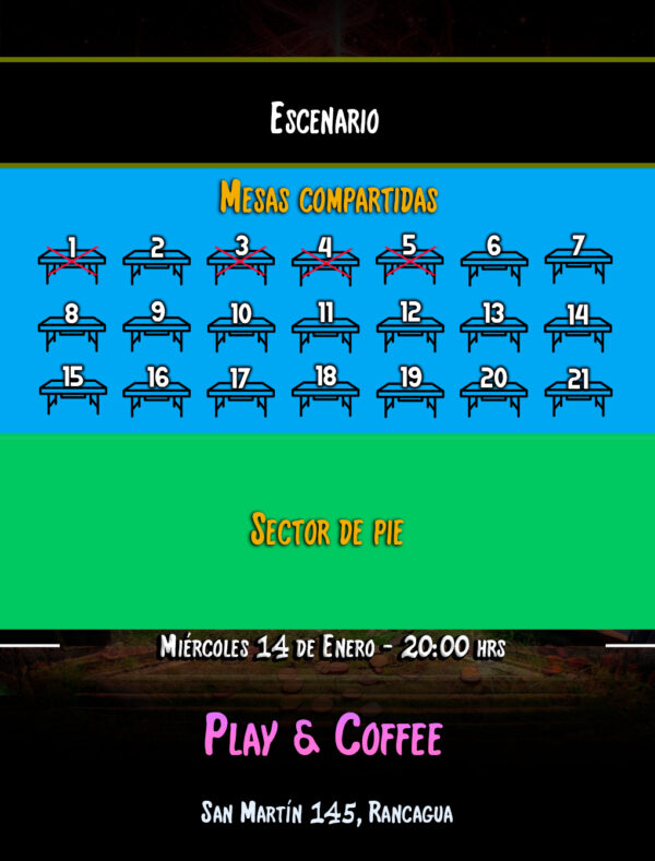 Mapa Play&Coffee Rancagua sin mesa 3 Jazztick Concierto Determination (Rancagua)